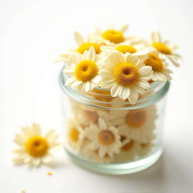 Dried organic chamomile flowers