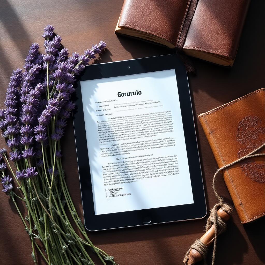 Artistic herbal flatlay with legal documents